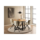 Masa de dining rotunda, maro/negru, din MDF furniruit Ø120 cm Malika Actona